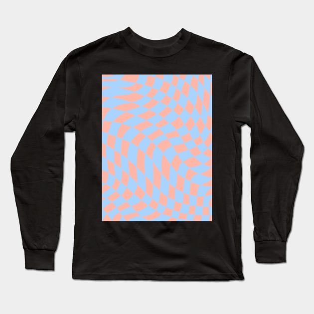 Warped Checkerboard Long Sleeve T-Shirt by Velvet Earth